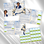 Royal Blue Roses Funeral Program Template: 8-Page Memorial (Canva PDF)