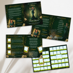 Green & Gold Funeral Program Template: 8-Page Memorial (Canva, 17x11 Digital Download)