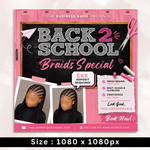 Back to School Hair Flyer: Braid Special, DIY Canva Template Canva Editable