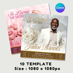 Memorial Template Bundle, Funeral Announcement Flyer: Editable Canva Template (Digital Download)