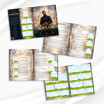 Blue & Gold Floral Funeral Program Template, 8-Page Memorial (Canva, PDF)