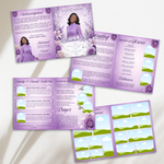 White & Purple Roses Funeral Program Template, Memorial Obituary (Canva Template)