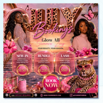 July Booking Flyer, Template Summer Beauty Flyer, Canva Editable Hair, Nails Lashes Makeup, July Books Open, DIY text, instant download