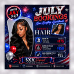 4th of July Hair Booking Flyer: Independence Day Deals (Canva Template Digital Download