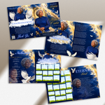 Blue & Gold Funeral Program Canva Template |8 Page Memorial Booklet