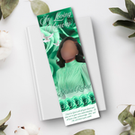 White and Green Roses Memorial Bookmark Template: Funeral Keepsake (Canva PDF)