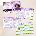 Purple Roses Funeral Program Template: 8-Page Memorial (Canva PDF)