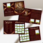 Elegant Funeral Program Canva Template | Brown Gold Theme | 8 Page Memorial Booklet