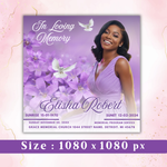 Purple Rose Funeral Announcement Flyer: Celebration of Life (Canva Template, Digital Download)