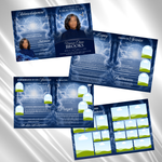 Blue Funeral Program Canva Template | 8 Page Memorial Booklet (Canva, PDF)