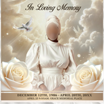 White Rose Funeral Announcement Flyer: Celebration of Life Canva Template (Digital Download)