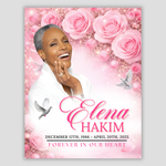 Pink Roses Funeral Program Template: 8-Page Memorial (Canva, PDF Download)