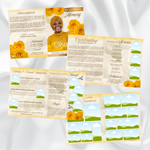 Yellow & Gold Roses Funeral Program Template, Memorial Obituary (Canva Template)