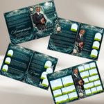 Deep Teal Green Roses Funeral Program Template: 8-Page Memorial (Canva PDF)