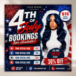 July Booking Flyer, July Bookings, 4th of July Booking Flyer, July Books Open, Appointment Flyer, Hair Nails Lashes Makeup, Book Now Flyer