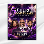 5th Church Anniversary Program Flyer, Editable Canva Church Event Template, Pastor Appreciation Service Invitation, Pastoral Celebration
