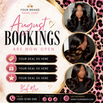 Leopard Print August Booking Flyer, Hair Braid Lash Brow (Digital Download)
