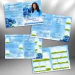 Blue Roses Funeral Program Template: 8-Page Memorial (Canva, PDF Download)