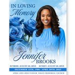 Blue Roses Funeral Program Template: 8-Page Memorial (Canva, PDF Download)