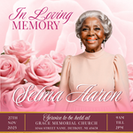 Pink Funeral Announcement Flyer: Editable Canva Template (Digital Download)