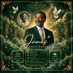 Green & Gold Funeral Announcement Flyer: Obituary, Celebration of Life (Canva Template PDF)