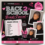 Back to School Hair Flyer: Braid Special, DIY Canva Template Canva Editable