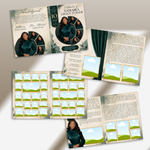 Green & Gold Funeral Program Canva Template |8 Page Memorial Booklet