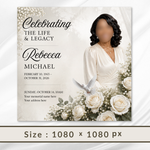 White & Black Funeral Announcement Flyer: Editable Canva Template (Digital Download)
