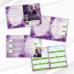 Purple Floral Funeral Program Template, 8-Page Memorial (Canva, PDF)