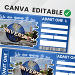 Editable Universal Studios Trip Ticket - Surprise Gift Boarding Pass (Canva Template Digital Download)