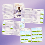 White & Purple Roses Funeral Program Template, Memorial Obituary (Canva Template)