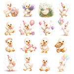 Pink Goose Watercolor Clipart Bundle, Baby Shower Graphics (70 PNG Files)