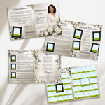 White & Black Roses Funeral Program Template: 8-Page Memorial (Canva, 17x11 Digital Download)