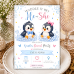 Penguin Gender Reveal Invitation, Waddle It Be Invite, Baby Boy Or Girl, Printable Spring Party Template, He Or She
