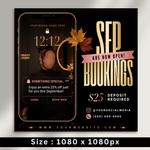 September Booking Flyer, Fall Booking Flyer, September Books Open Flyer, Hair Nails Wig Install Flyer, Salon Flyer, Editable Canva Template