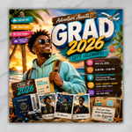 Graduation Flyer 2026 Blue Invitation Template, Canva Editable High School College Graduation Party Invite, DIY text, instant download