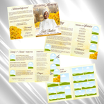 Yellow & Brown Roses Funeral Program Template: 8-Page Memorial (Canva PDF)