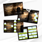 Black & Gold Floral Funeral Program Template, 8-Page Memorial (Canva, PDF)