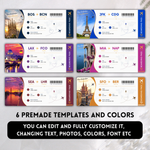 Editable Boarding Pass Canva Template, Printable Airline Ticket, Boarding Pass Surprise Trip, Digital Download DIY Boarding Ticket.