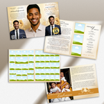 Elegant Funeral Program Canva Template | Yellow Gold Theme | 8 Page Memorial Booklet