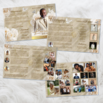 Roses Funeral Program Template: Brown & White Obituary, Celebration of Life (Canva Template, PDF Download)
