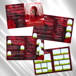 Red Floral Funeral Program Template, 8-Page Memorial (Canva, PDF)