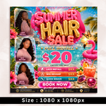 Summer Hair Flyer, Hairstylist Booking Template (Digital Download)