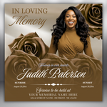 Brown Roses Funeral Announcement Flyer: Obituary, Celebration of Life (Canva Template PDF)