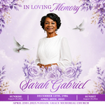 Purple Funeral Announcement Flyer: Celebration of Life (Canva Template, Digital Download, 8x8