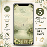 Green & White Floral Wedding Website Template with RSVP: Editable Canva Design (Digital Download)