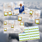 Blue & Gold Funeral Program Template: 8-Page Memorial (Canva PDF)