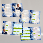 Blue & White Funeral Program Template: 8-Page Memorial (Canva PDF)