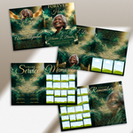 Green & Gold Roses Funeral Program Template: 8-Page Memorial (Canva PDF)