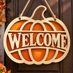 Halloween Round Door Sign SVG, Welcome Sign Laser Cut File, Fall Porch Decor